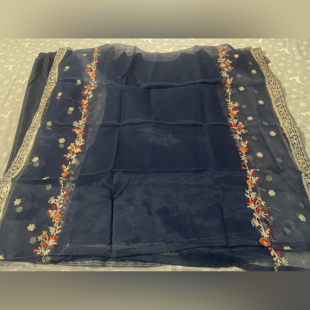 Pakistani 3 pieces organza dress with embroidery and stone work - Picture 10 of 11